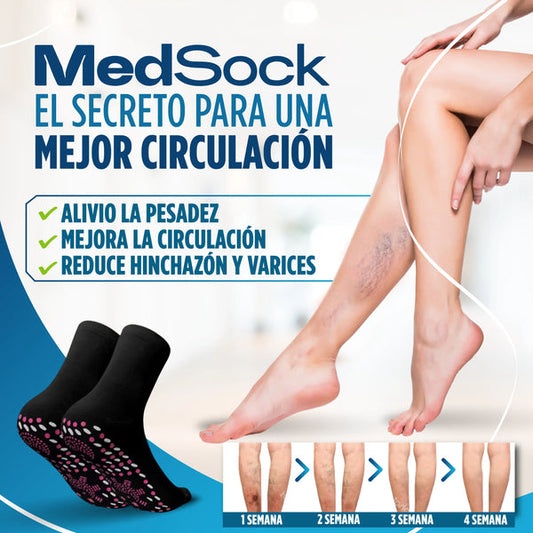 MedSock - Medias de compresión de turmalina iónica con control de neuropatia - fascitis plantar - vena varice